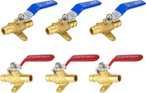 Vista 36 de Válvula de bola azul, válvula de cierre Pex A de 1/2 pulgada con oreja, válvula de bola de cierre Pex de puerto completo de latón para agua, aire