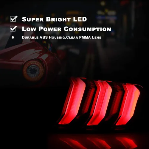 Vista 2 de Nixon Offroad Conjunto de luces traseras LED para Ford Mustang 2015-2023, estilo Euro, par de luces traseras LED Mustang con intermitentes