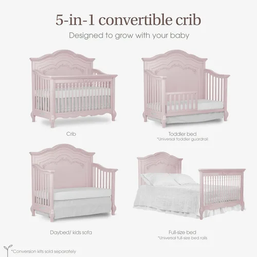 Vista 5 de evolur Aurora 5-in-1 Convertible Crib