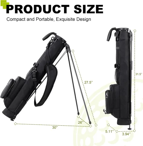 Vista 2 de UNIHIMAL Bolsa de Golf Ligera con Soporte para Transportar – Fácil de Transportar y Duradera Bolsa de Golf Pitch n Putt para el Campo de Práctica