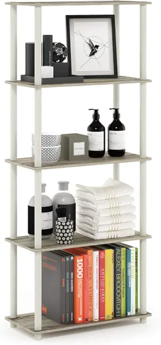 Vista 68 de Furinno Turn-N-Tube - Estantes de almacenamiento, estante para libros de 3 niveles, estante esquinero, estantes abiertos sin herramientas