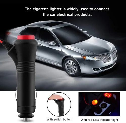 Vista 2 de Enchufe para encendedor de cigarrillos de automóvil, conector de encendedor de cigarrillos de 12 V-24 V, fusible de interruptor de encendido