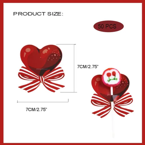 Vista 2 de Decoraciones de tarjetas de papel con forma de piruleta de corazón para el día de San Valentín, tarjetero de caramelo para pan de azúcar, paquete