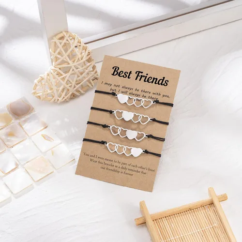 Vista 3 de Tarsus 23456 pulseras de mejor amiga, pulsera de corazón a juego para mejores amigas, regalos de amistad para mujeres, amigas, niñas y adolescentes