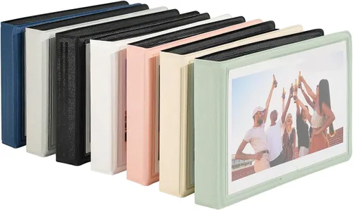 Vista 6 de Álbum de fotos pequeño de 4 x 6 pulgadas con capacidad para 28+1 fotografías horizontales, mini libro de fotos de capacidad con cubierta de cuero