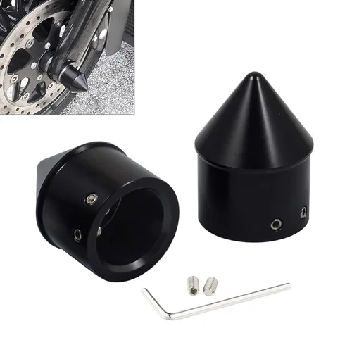 Vista 8 de Benlari Cubiertas negras para tuercas de eje delantero para Harley, tapas de tuerca de eje CNC compatibles con Harley Davidson Touring Sportster