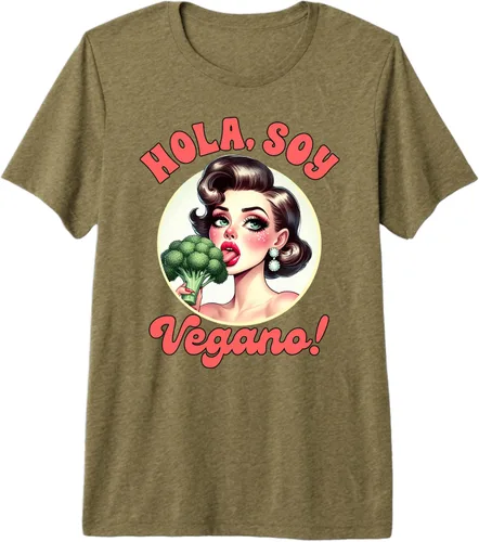 Vista 4 de Vegan Life Vegetarian Broccoli Spanish Hola Soy Vegano Premium Tri-blend T-Shirt