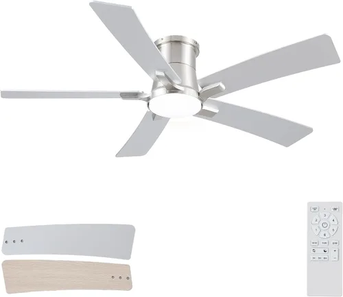 Vista 22 de Ventiladores de techo de 42 pulgadas con luces y control remoto, ventilador de techo negro de montaje empotrado para dormitorio, sala de estar