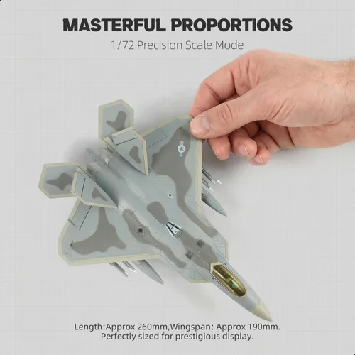Vista 2 de NUOTIE Classic USA F22 Raptor Fighter Attack Pre-Build Modelo 1:72 de aleación de avión fundido a troquel avión modelo de exhibición militar