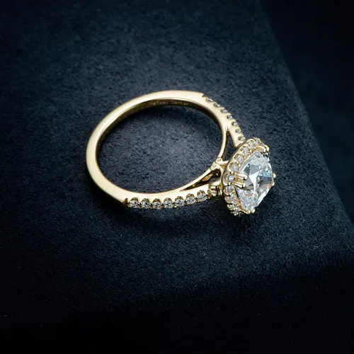 Vista 4 de HAFEEZ CENTER Engagement Rings for Women, Promise Rings for Women, Rings, Rings for Women, 2.5ct Cushion Cut Yellow Gold Plated Engagement Rings
