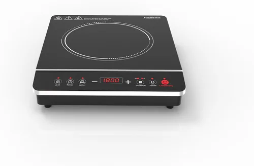 Vista 2 de Panana - Cocina de inducción portátil, placa de cocción de 1800 W, quemador de encimera, 10 niveles de temperatura, temporizador, apagado