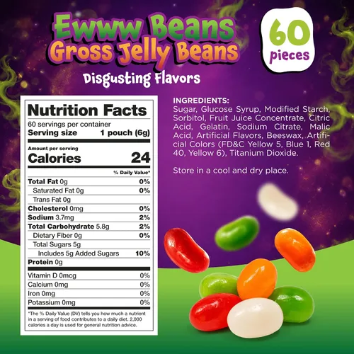 Vista 2 de Ewww Beans Gross Jelly Beans, Weird Candy - Caramelos de Halloween - 60