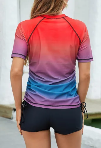 Vista 5 de Halcurt Camiseta de protección con media cremallera para mujer, con protección UPF 50, camiseta de surf