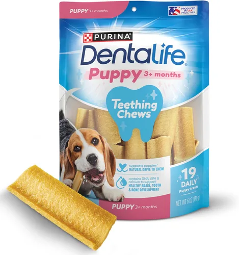 Vista 10 de Dentalife Masticables de dentición para cachorros para perros pequeños de 3 meses en adelante, sabor a pollo, 17.3 onzas, 19 masticables – bolsa
