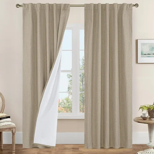 Vista 66 de LAMIT Cortinas opacas cortas de lino de 30 pulgadas para ventanas de cocina sobre el fregadero, cortinas de café texturizadas de lino marfil