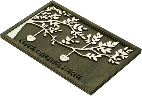 Vista 3 de Jeweidea Letrero personalizado con nombre de la familia con 2-9 nombres, adorno personalizado con placa grabada del árbol de la vida con soporte, 2