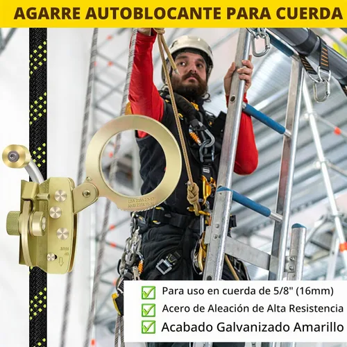 Vista 5 de TRSMIMA Cuerda Grab Protección contra Caídas – Agarres de cuerda de doble bloqueo automático utilizados con cuerda de 5/8 pulgadas característica