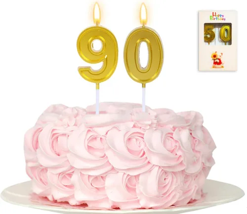 Vista 15 de Vela de 10 cumpleaños número 10, vela dorada de 10 cumpleaños niño niña décimo pastel para cumpleaños de diez años, boda, aniversario, fiesta