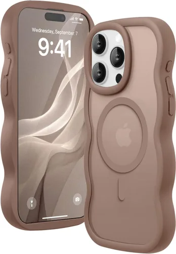 Vista 39 de Magsafe - Funda magnética para iPhone 12 Pro Max, compatible con Magsafe con marco ondulado, translúcido, mate, parte trasera dura, de silicona, a