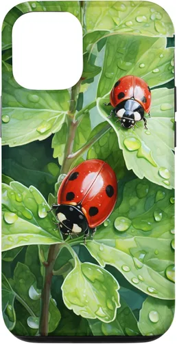 Vista 28 de Ladybugs on Green Leaves Watercolor Case for iPhone 17