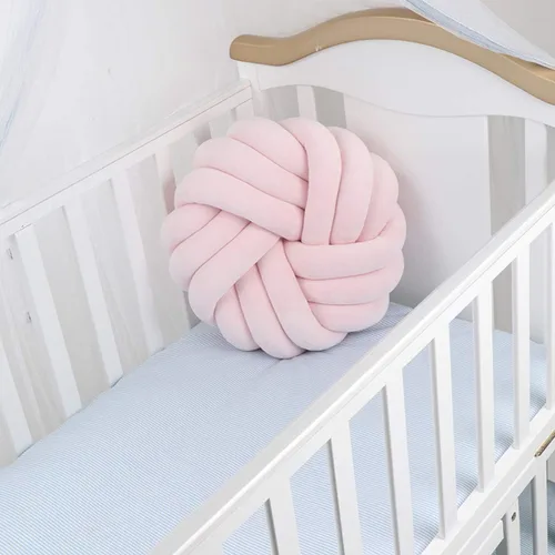 Vista 7 de Cyprinus Carpio Almohada creativa con nudo de bola de rosa, cojín de flor para sofá, almohada lumbar, decoración (rosa-C)