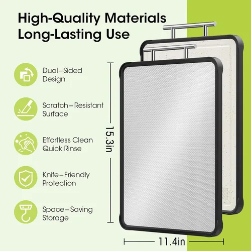 Vista 5 de Tabla de cortar de acero inoxidable, tablas de cortar de acero de doble cara para cocina, tabla de cortar 316/PP puro de grado alimenticio
