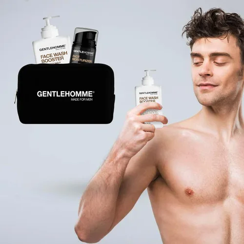 Vista 3 de Gentlehomme Kit facial – bolsa, crema facial y limpiador para hombres, esenciales para la cara para viajes, juego de cuidado de la piel de viaje