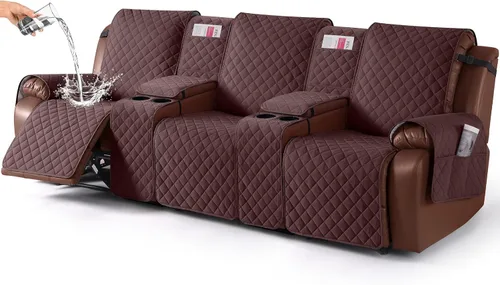 Vista 27 de KinCam Funda 100% Impermeable para Loveseat Reclinable con Consola, Fundas Antideslizantes para Sofá Reclinable de 2 Asientos, Funda para Sofá