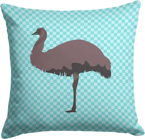 Vista 279 de Caroline's Treasures BB8163PW1414 Beltsville - Almohada decorativa de tela a cuadros pequeños, color blanco, pavo y gallina azul, lavable a máquina