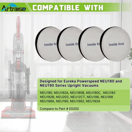 Vista 2 de Filtros de vacío Artriase E0202 para Eureka NEU180 NEU180C NEU181 NEU182A NEU182B NEU12CT NEU186 NEU188 NEU188A NEU190 NEU192A NEU202 NEU280