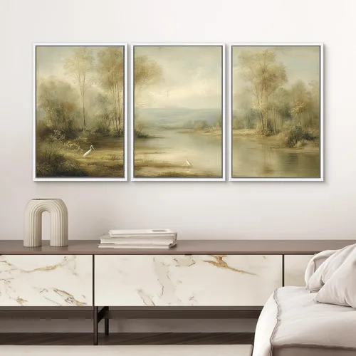 Vista 293 de SIGNWIN Lienzo enmarcado para pared, juego de arte de collage de hojas transparentes en blanco y negro, ilustraciones de naturaleza silvestre, arte
