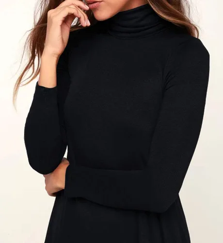 Vista 3 de KEEDONE Vestido de manga larga con cuello de tortuga para mujer