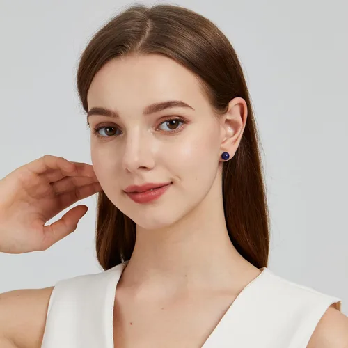 Vista 74 de Natural Stone Stud Earrings for Women 8mm Sterling Silver Genuine Gemstone Earrings Handmade Sterling Silver Crystal Stud Earrings for Women
