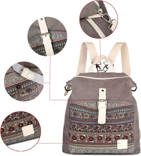Vista 9 de Mochila casual y moderna para mujeres, ligera, con correas para los hombros, ideal como bolsa de viaje o mochila para el uso diario