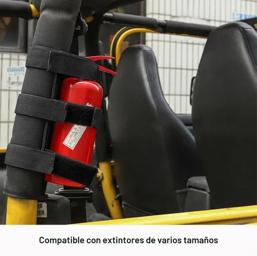 Vista 6 de Soporte para extintor de barra enrollable Ohleats, correa ajustable para extintor de incendios con patrón de bandera americana, accesorios