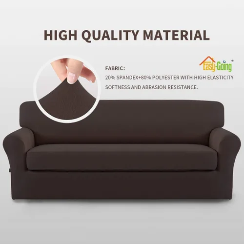 Vista 3 de Easy-Going - Funda elástica de microfibra de 2 piezas para sofá, funda suave de elastano, lavable, parte inferior elástica, protector para muebles