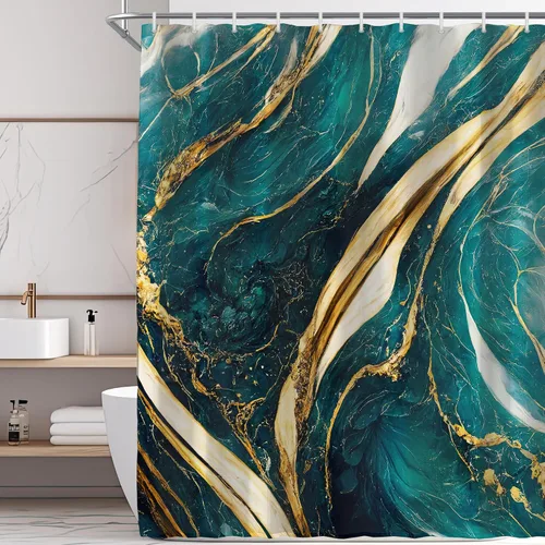 Vista 37 de Cortina de ducha pequeña para casa rodante, tamaño medio, estilo retro de los 70, con flores bonitas, estética abstracta de margaritas, decorativa