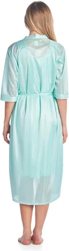 Vista 3 de Casual Nights Conjunto de bata y camisón de satén de 2 piezas para mujer