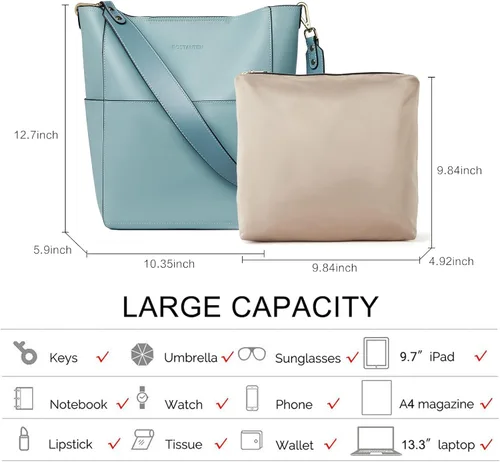 Vista 4 de BOSTANTEN - Bolsos de cuero al hombro tipo balde para mujer