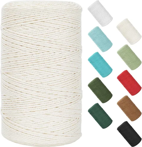 Vista 67 de Cuerda de macramé de 0.079 in x 220 yardas (656 pies), cuerda de algodón natural para colgar en la pared, ganchos de plantas, manualidades Verde