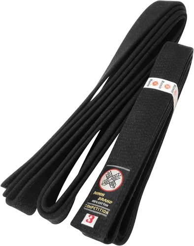 Vista 3 de Ronin Deluxe - Cinturón de algodón negro para karate, judo, tae kwon do, aikido, jujitsu artes marciales