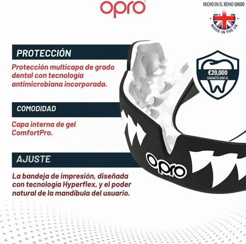 Vista 3 de OPRO Protector bucal instantáneo de ajuste personalizado, comodidad, protección y ajuste a nivel de dentista - Protector bucal moldeable para fútbol