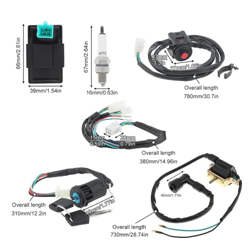 Vista 2 de Windance Juego de arnés de cables de encendido para motocicleta, arnés de cableado para interruptor de parada del motor, bobina de encendido Cdi Box
