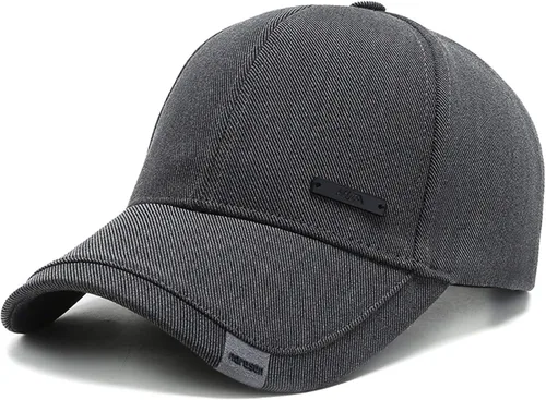 Vista 8 de Gorra vintage de algodón para papá con viseras de doble capa, gorra de béisbol ajustable, sombrero de camionero moderno para hombre Negro