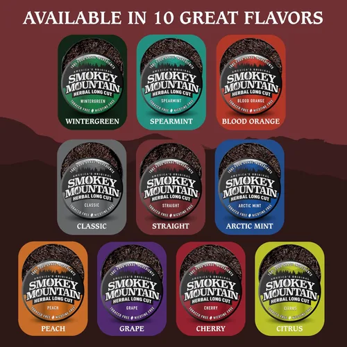 Vista 8 de Smoky Mountain Herbal Long Cut – Recto – Caja de 10 latas - Rapé sin tabaco y sin nicotina