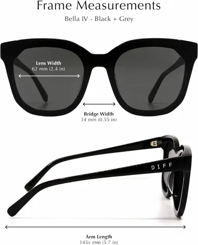 Vista 5 de DIFF Gafas de sol Gia de diseñador de gran tamaño para mujer, 100% UVAUVB, marcos de tortuga