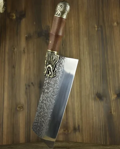 Vista 2 de Cuchillo de carne, cuchillo de cocina forjado a mano de 8.3 pulgadas, cuchillo de cocina de hoja afilada, cuchillo de cocina Longquan de China