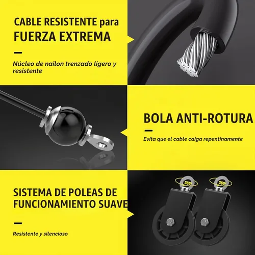 Vista 2 de Concho Sistema de polea de peso, sistema de polea de cable mejorado para gimnasio con cable de peso ajustable y asas desmontables, sistema de polea
