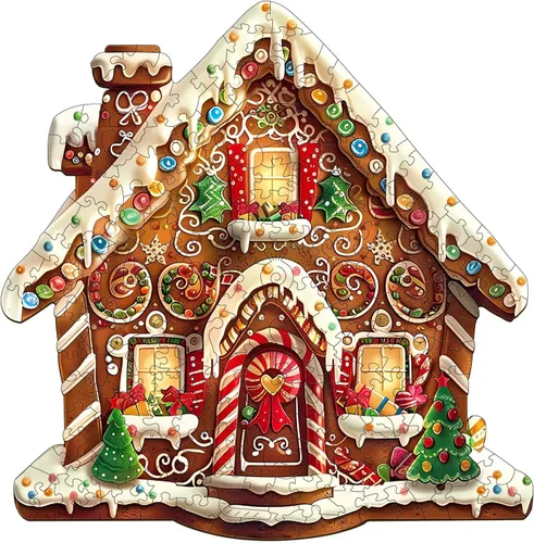 Vista 9 de Rompecabezas de madera de Navidad para adultos, rompecabezas de madera de pueblo nevado, rompecabezas de madera para adultos, regalos