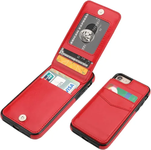 Vista 9 de KIHUWEY - Funda tipo cartera para iPhone SE/8/7 con función atril